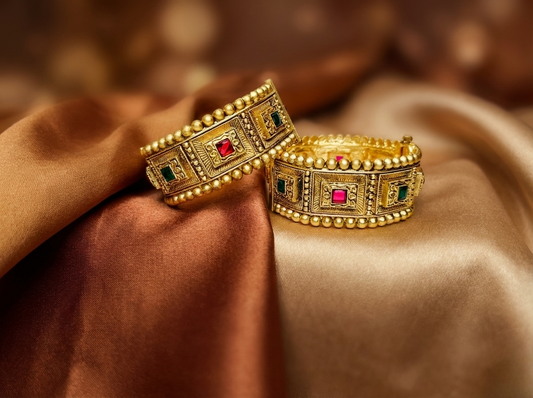 LZ-4142 Heritage Emerald & Ruby Square-Frame Kangan