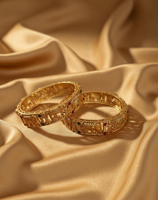 LZ-4647 Copper Temple Elephant Bangles