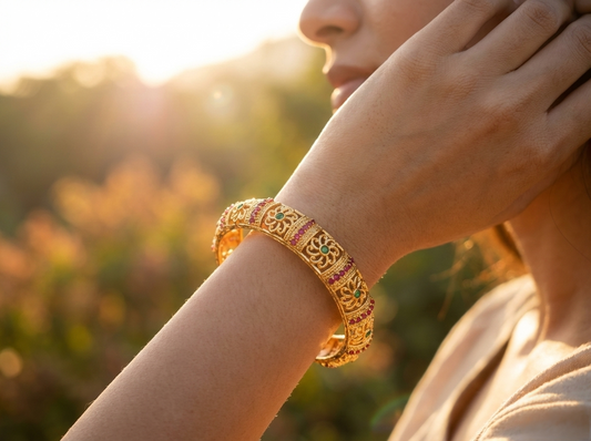 LZ-484950 Copper Floral Classic Bangles