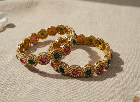 LZ-515253 Copper Pearl Stone Bangles