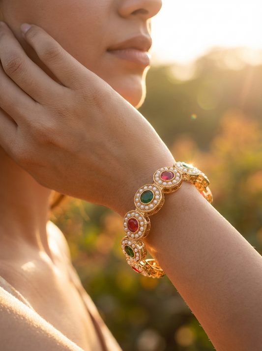 LZ-515253 Copper Pearl Stone Bangles