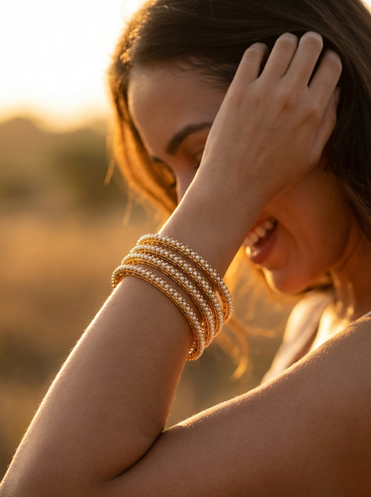 LZ-545556 Classic Pearl Edge Copper Bangles