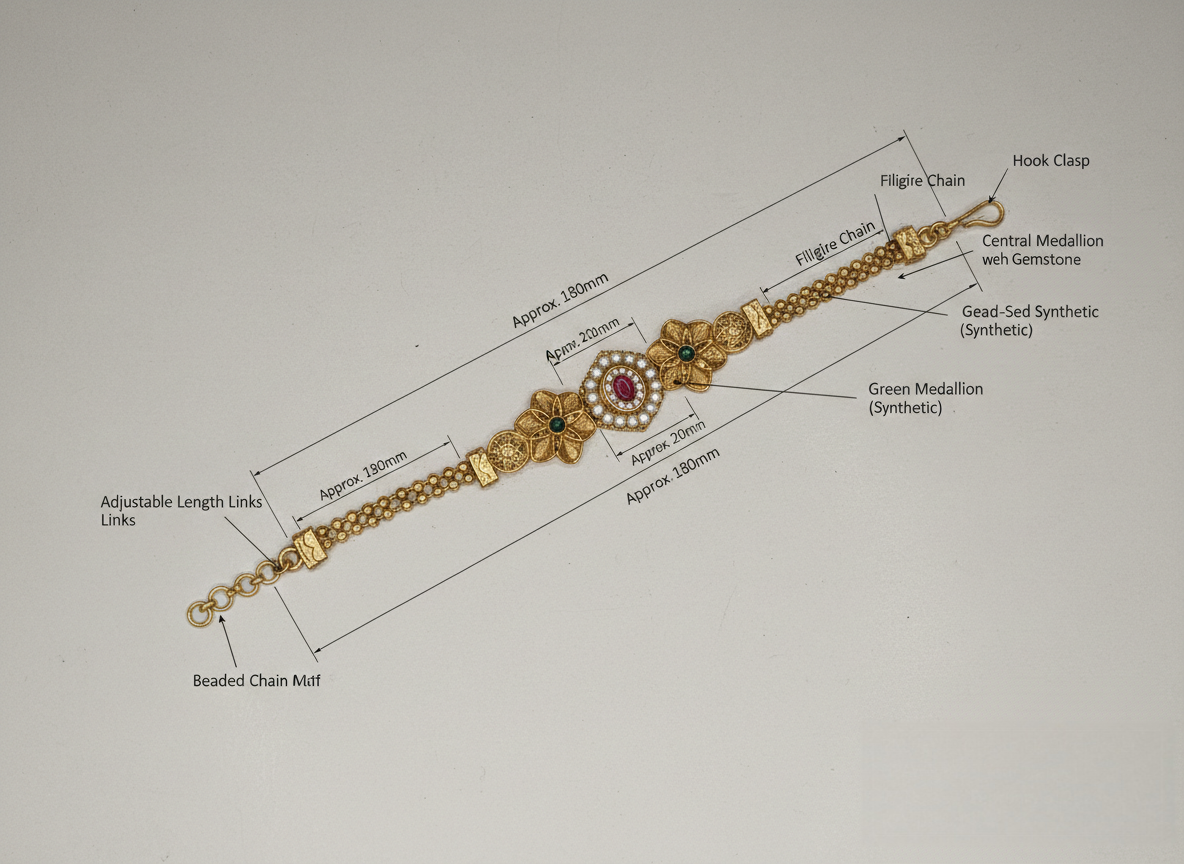 LZ-58 Floral Design Stone Studded Copper Bracelet