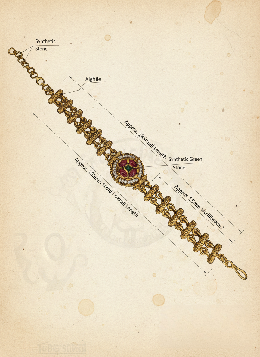 LZ-71 Traditional Round Motif Stone Studded Copper Bracelet