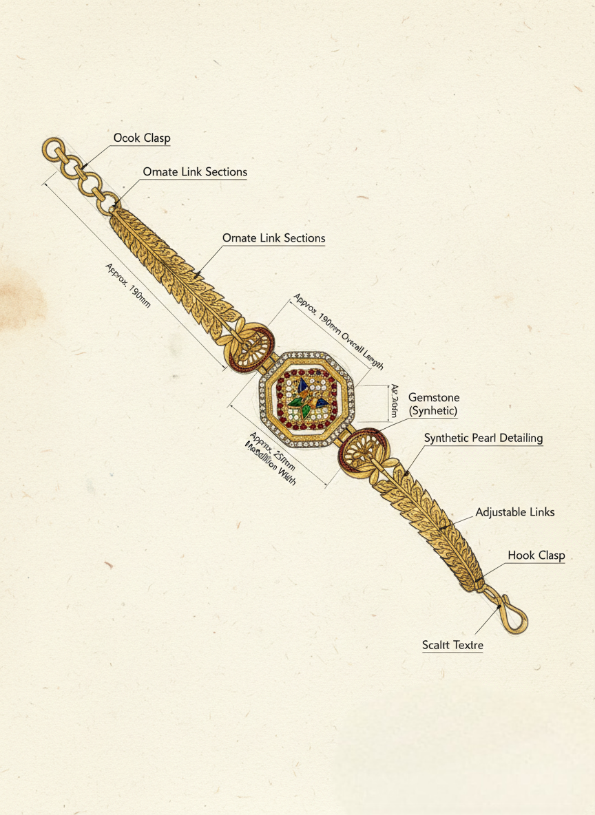 LZ-72 Royal Navratna Inspired Gold Bracelet