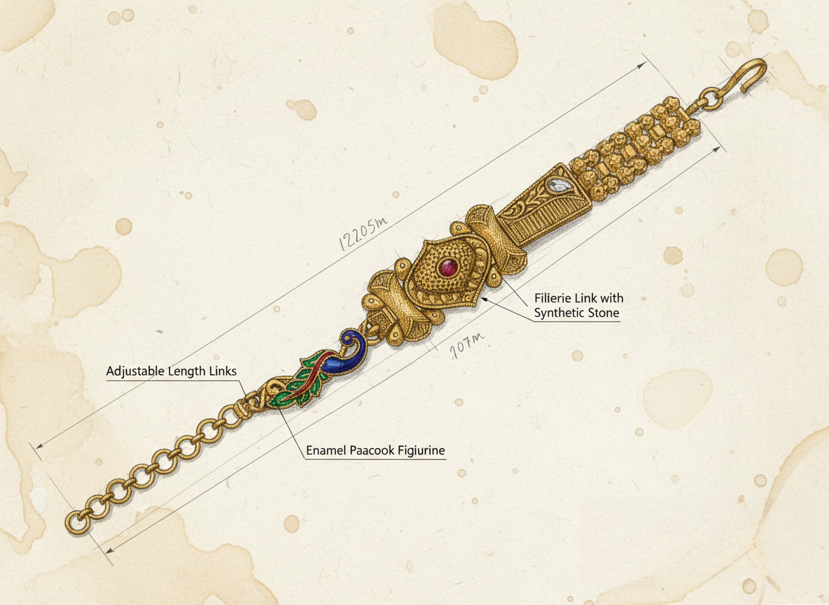 LZ-73 Royal Peacock Antique Gold Bracelet