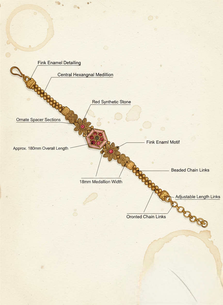 LZ-76 Antique Copper Navratna Floral Bracelet