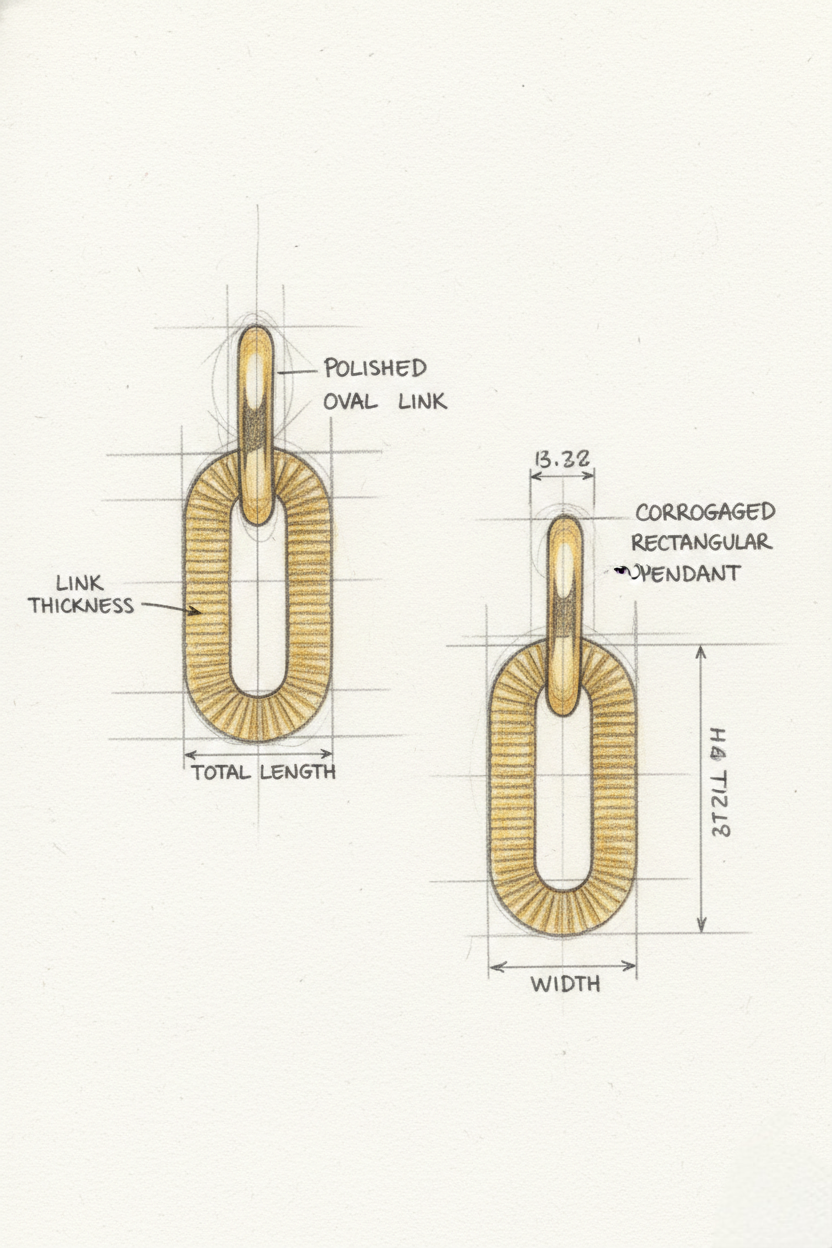 LZ-90 Bold Oval Link Anti-Tarnish Drop Earrings