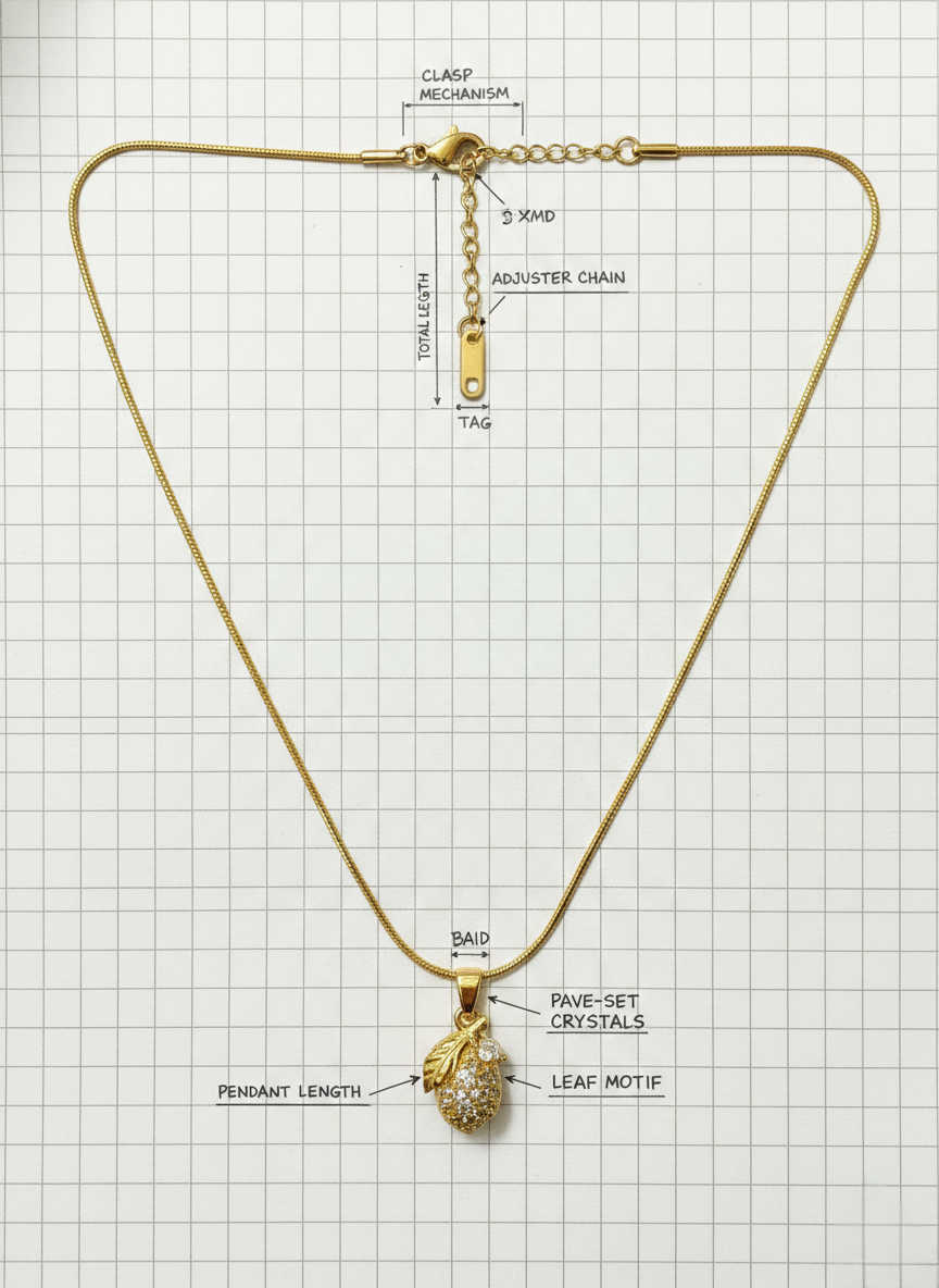 LZ-95 Delicate Anti-Tarnish Crystal Leaf Pendant Necklace