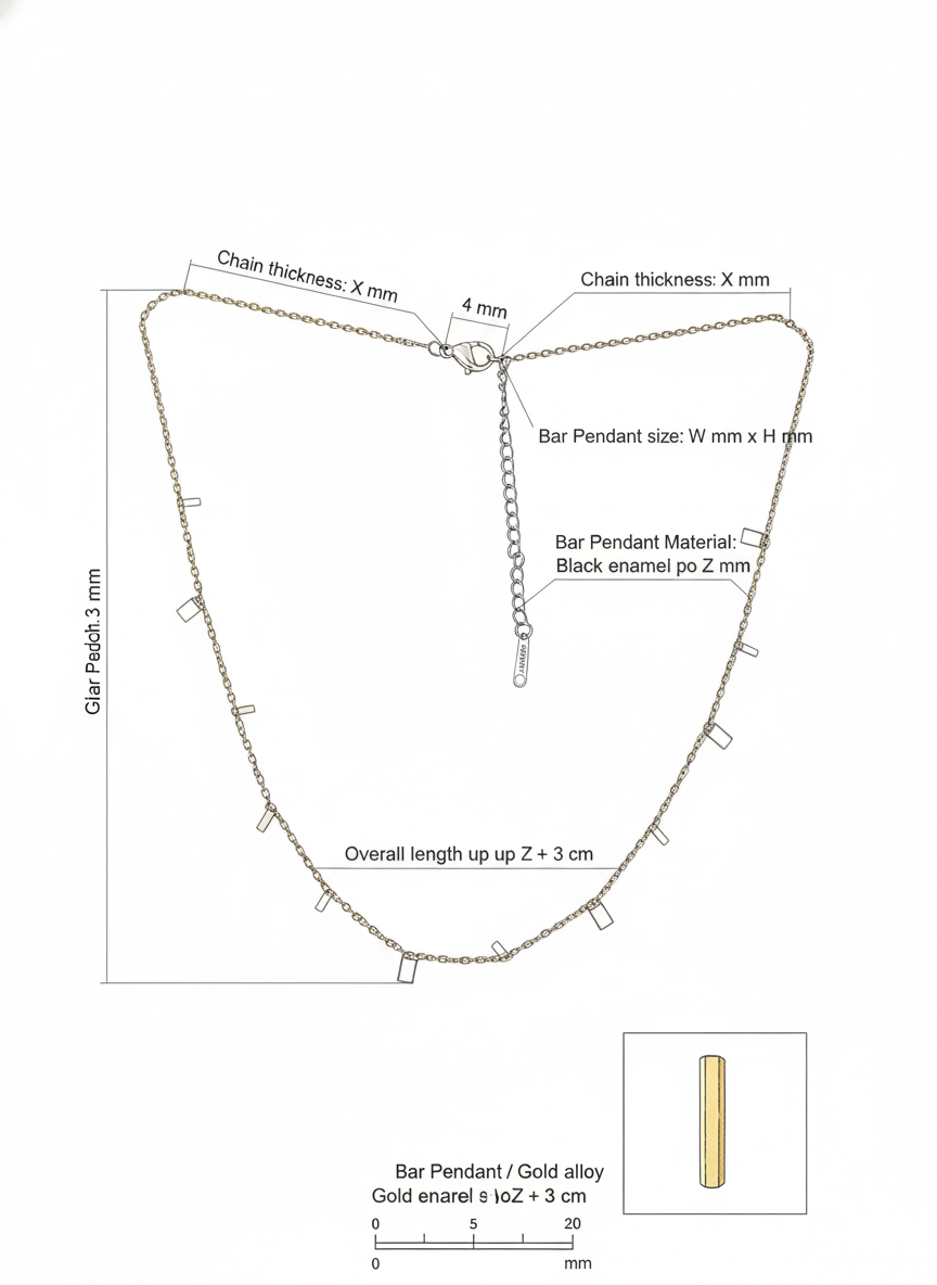 LZ-104 Radiant Rectangle Charm Necklace