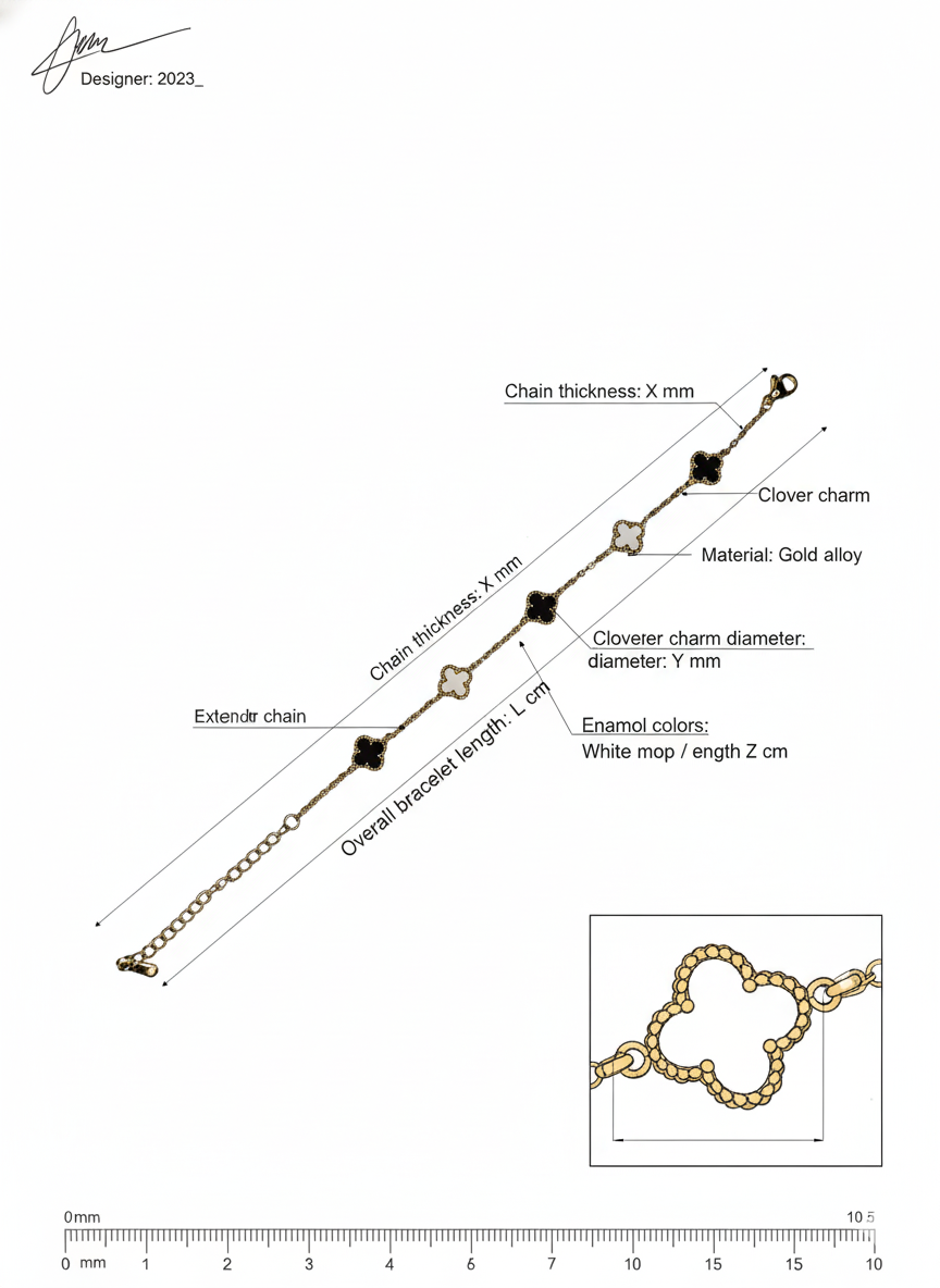 LZ-106 Monochrome Clover Bracelet