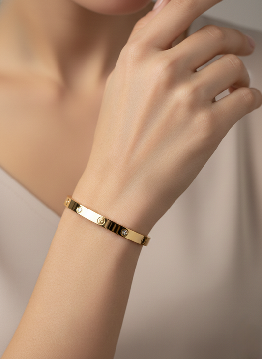 LZ-114 Luxe Studded Anti-tarnish Bangle with Crystal Accents
