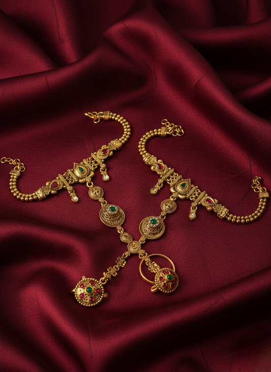 LZ-123 Traditional Bridal Stone Studded Hathphool