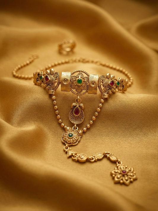 LZ-125 Royal Heritage Stone Embellished Bridal Hathphool