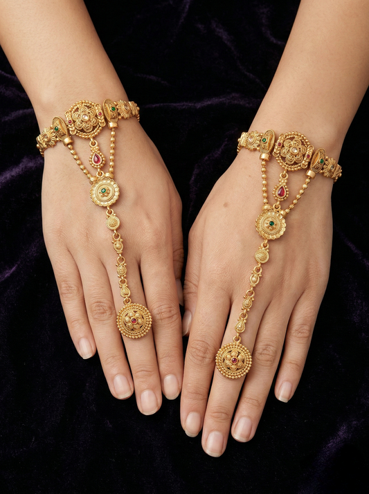 LZ-126 Elegant Floral Stone Bridal Hathphool