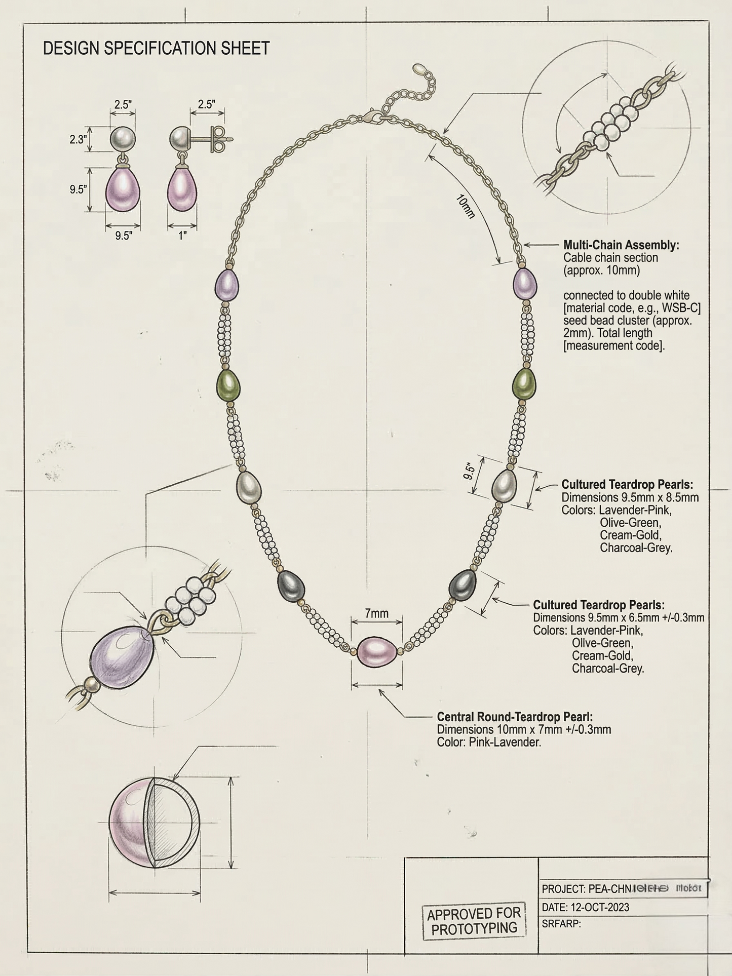 LZ-136 Multicolor Pearl Beaded Long Necklace Set