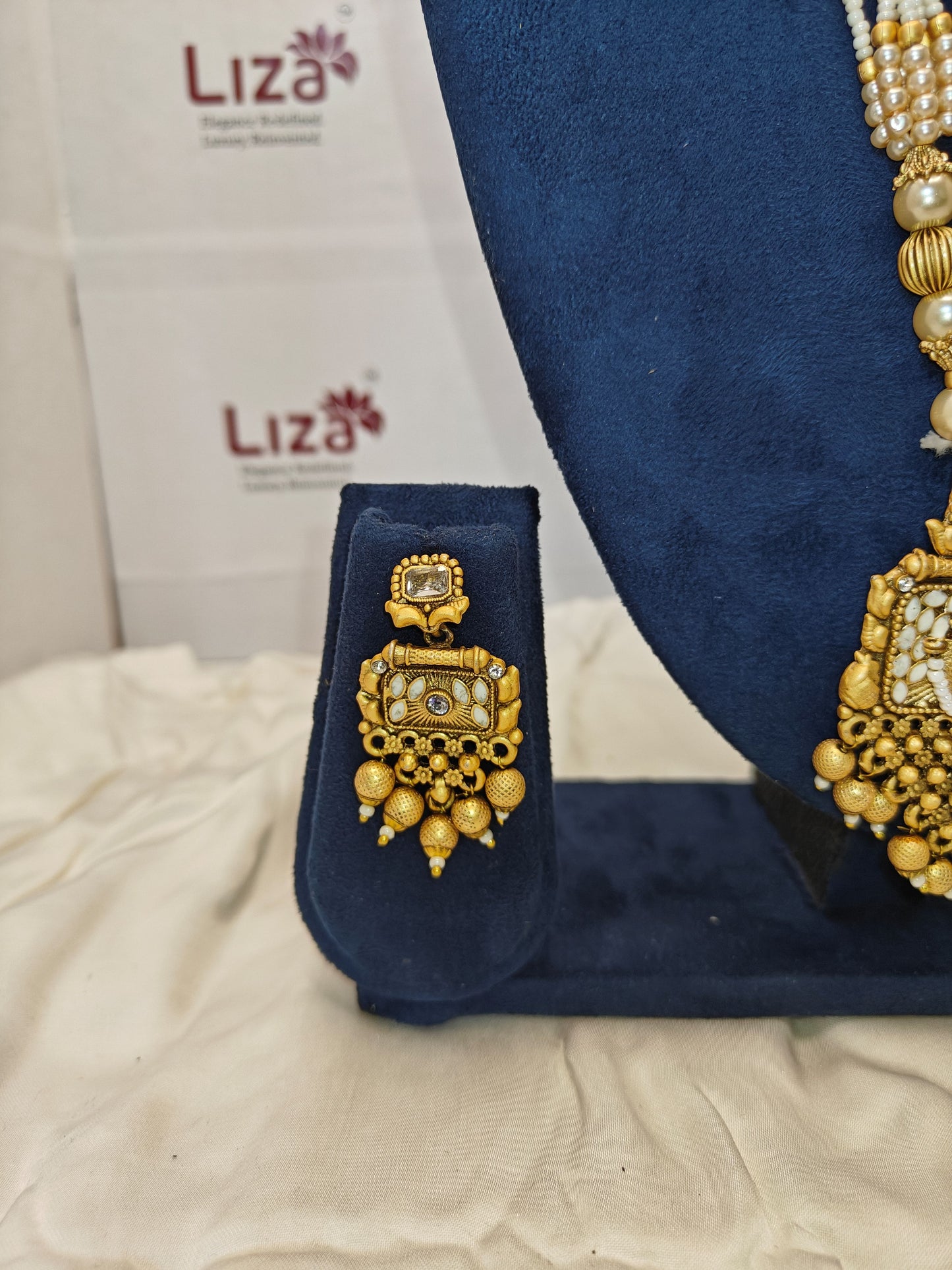 LZ-10 Antique Copper Necklace Set with Pearls