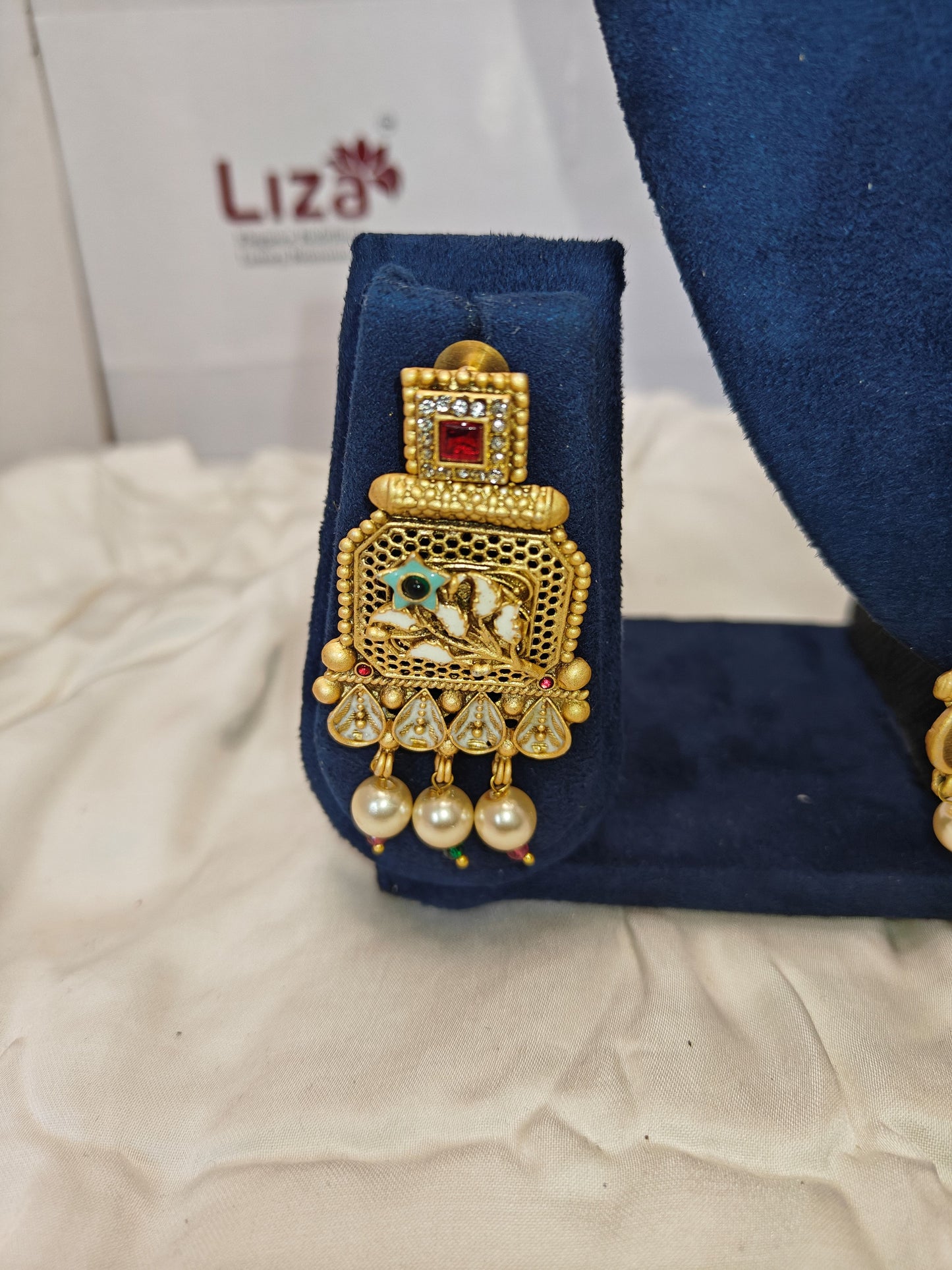 LZ-08 Temple Necklace Set with Matching Earrings