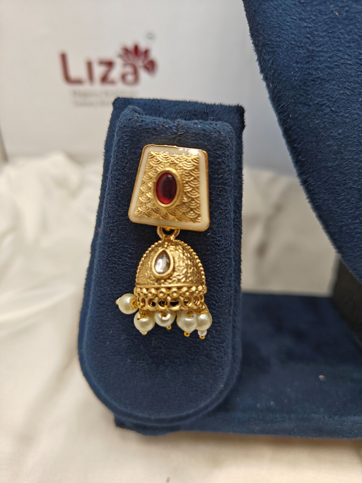 LZ-17 Pearl Kundan Necklace Set with Jhumka Earrings