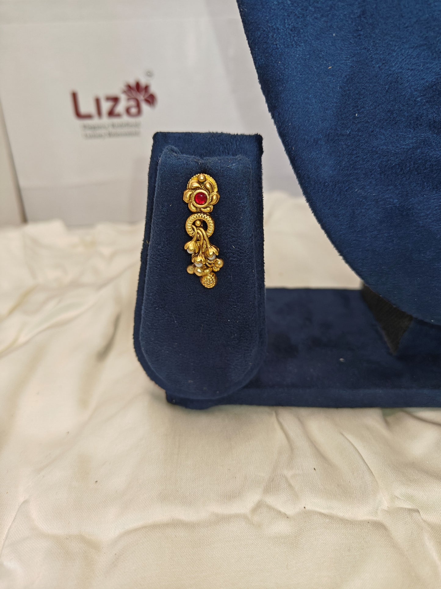 LZ-15 Temple Necklace with Red & Green Stones