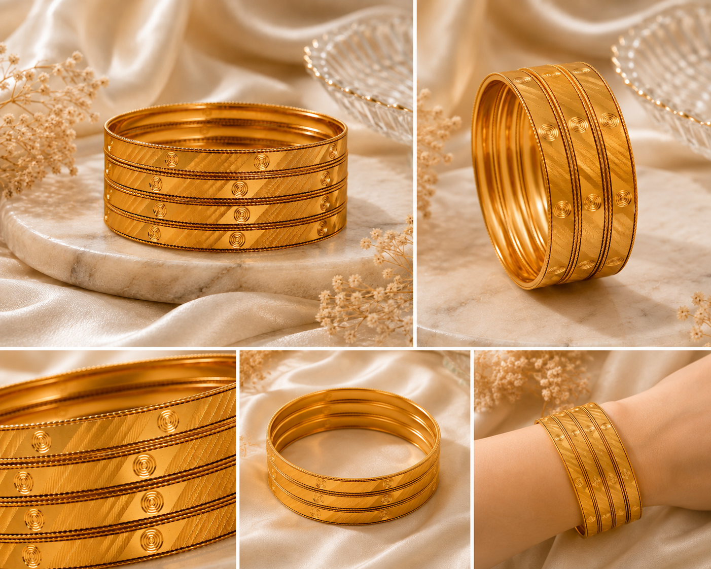 LZ-195 Aurelia Spiral Classic Bangles – Set of 4