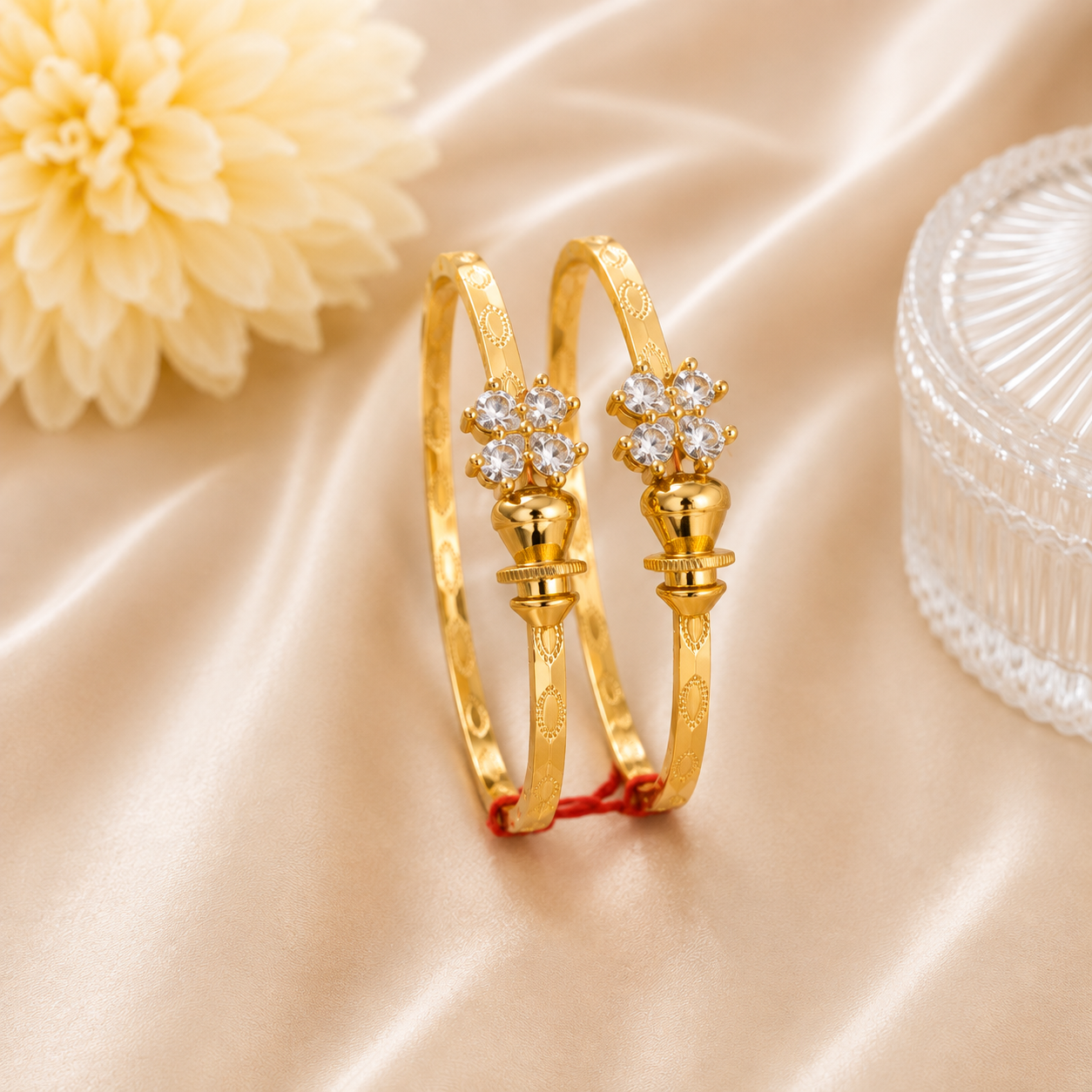 LZ-205 Ishira Crystal Bloom Flexible Bangles