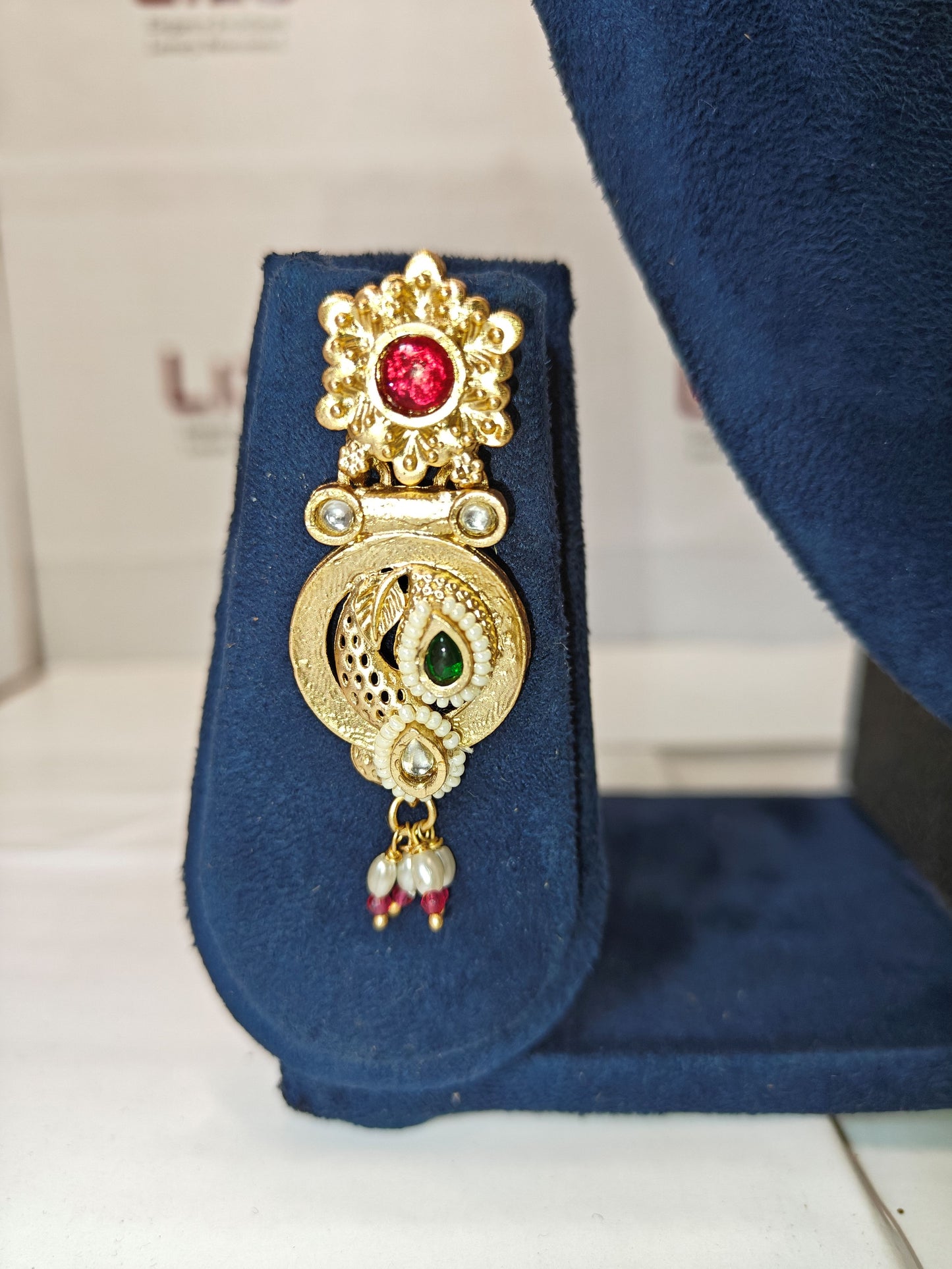 LZ-19 Antique Necklace Set with Ruby & Emerald Stones