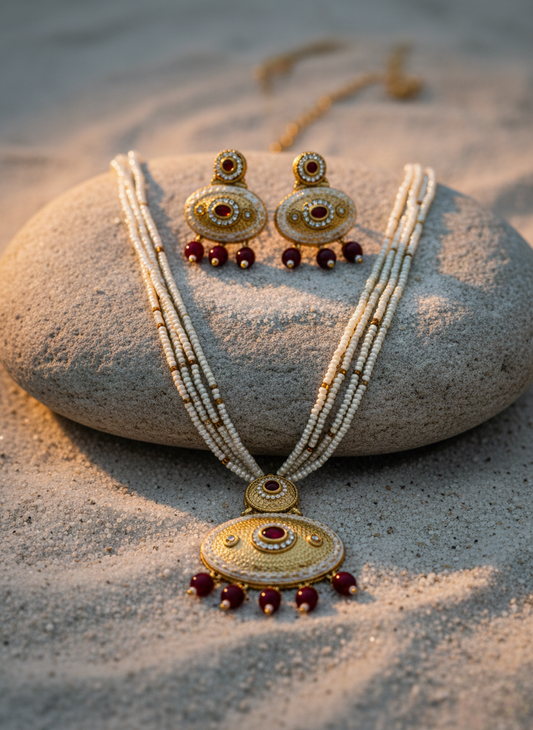LZ-07 Pearl Necklace Set with Earrings