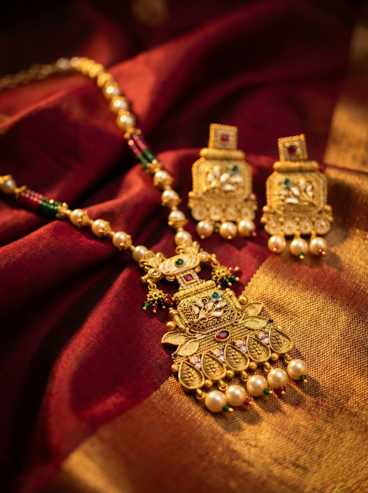 LZ-08 Temple Necklace Set with Matching Earrings
