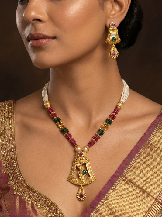 LZ-65 Traditional Gold Plated Peacock Pendant Set