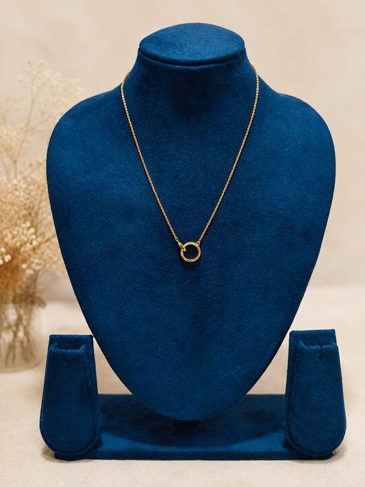 LZ-159 Gold-Tone Minimal Circle Pendant Necklace