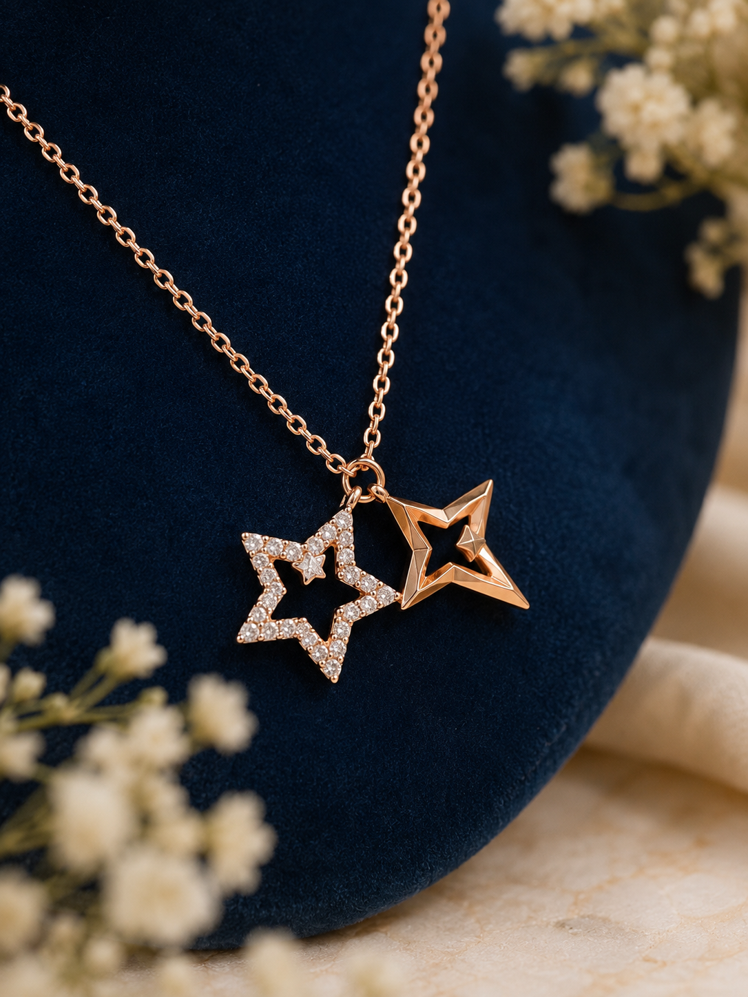 LZ-175 Celestia Twin Star Charm Necklace