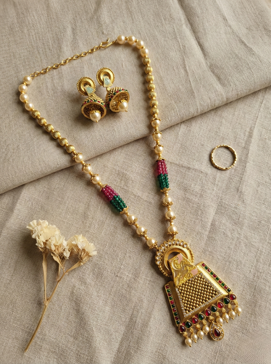LZ-09 Copper Rani Haar Necklace Set with Jhumka Earrings