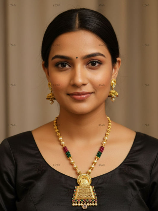 LZ-09 Copper Rani Haar Necklace Set with Jhumka Earrings