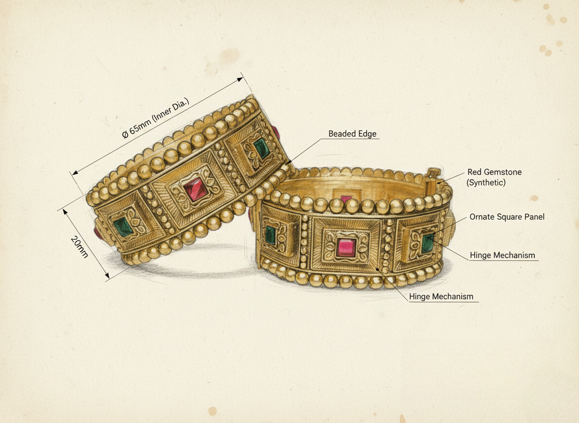LZ-4142 Heritage Emerald & Ruby Square-Frame Kangan