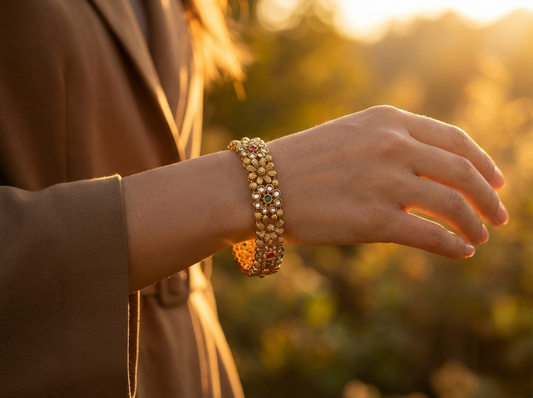 LZ-43 Copper Floral Heritage Bangles