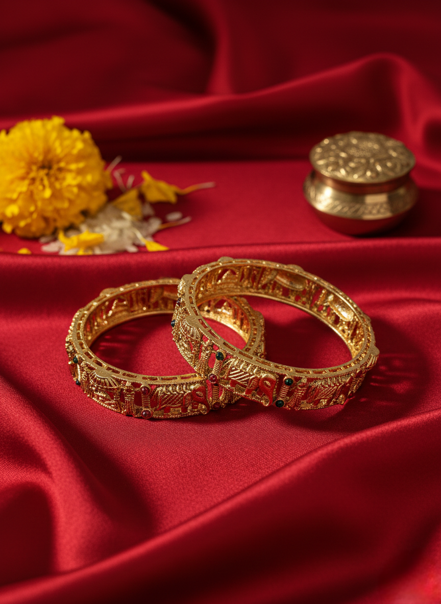 LZ-4647 Copper Temple Elephant Bangles