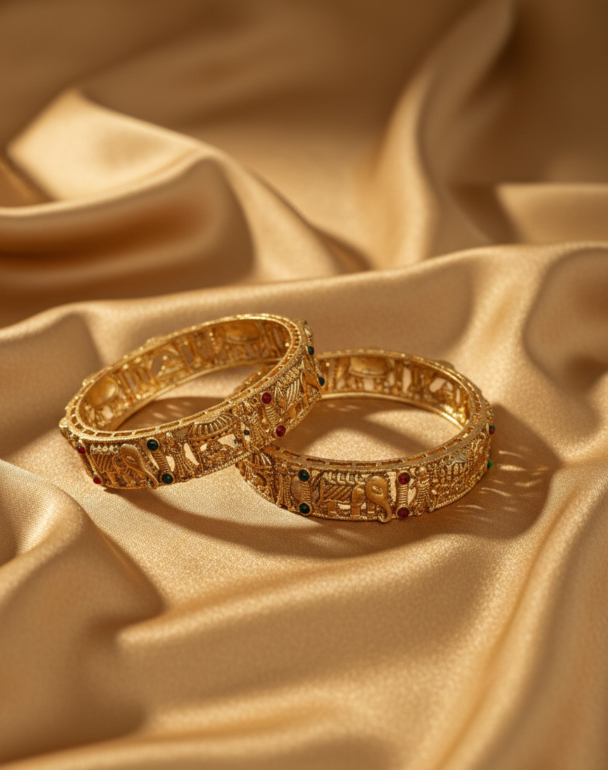 LZ-4647 Copper Temple Elephant Bangles