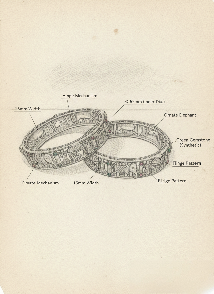 LZ-4647 Copper Temple Elephant Bangles