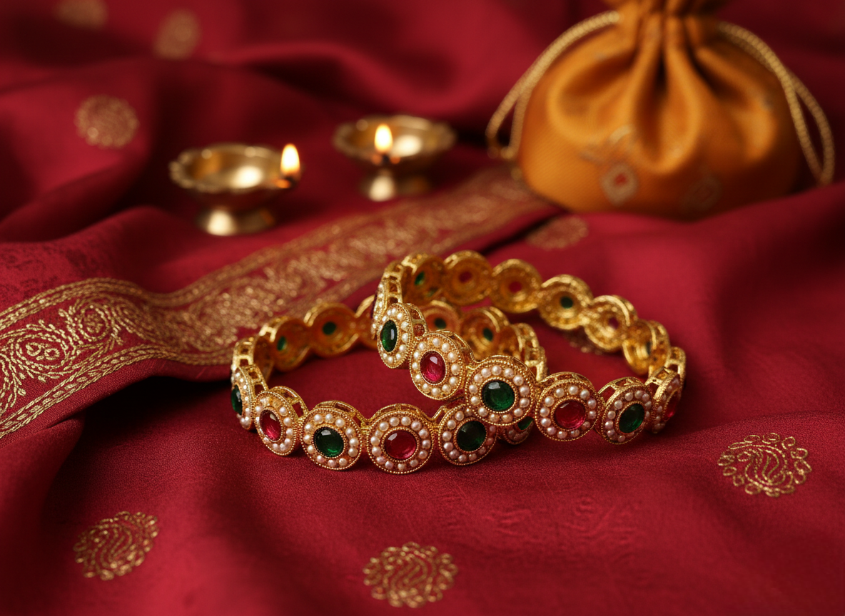 LZ-515253 Copper Pearl Stone Bangles