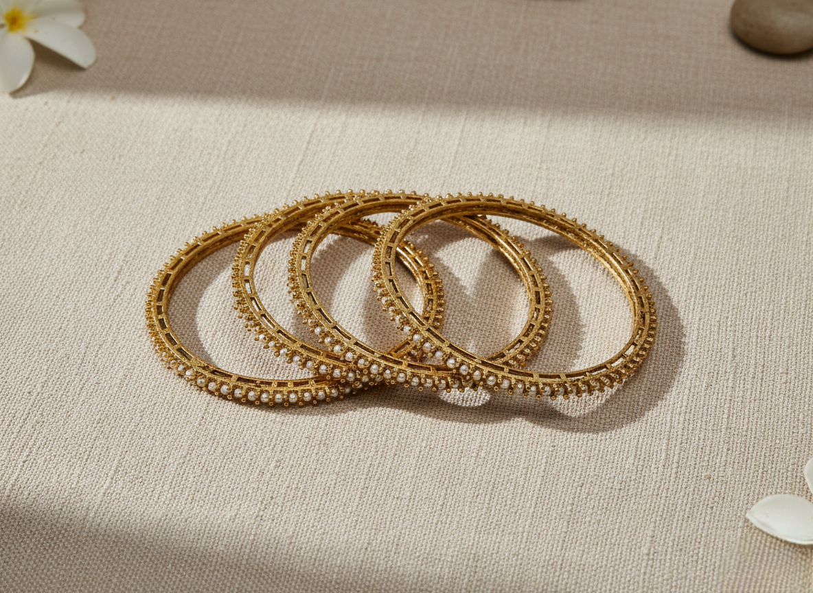 LZ-545556 Classic Pearl Edge Copper Bangles