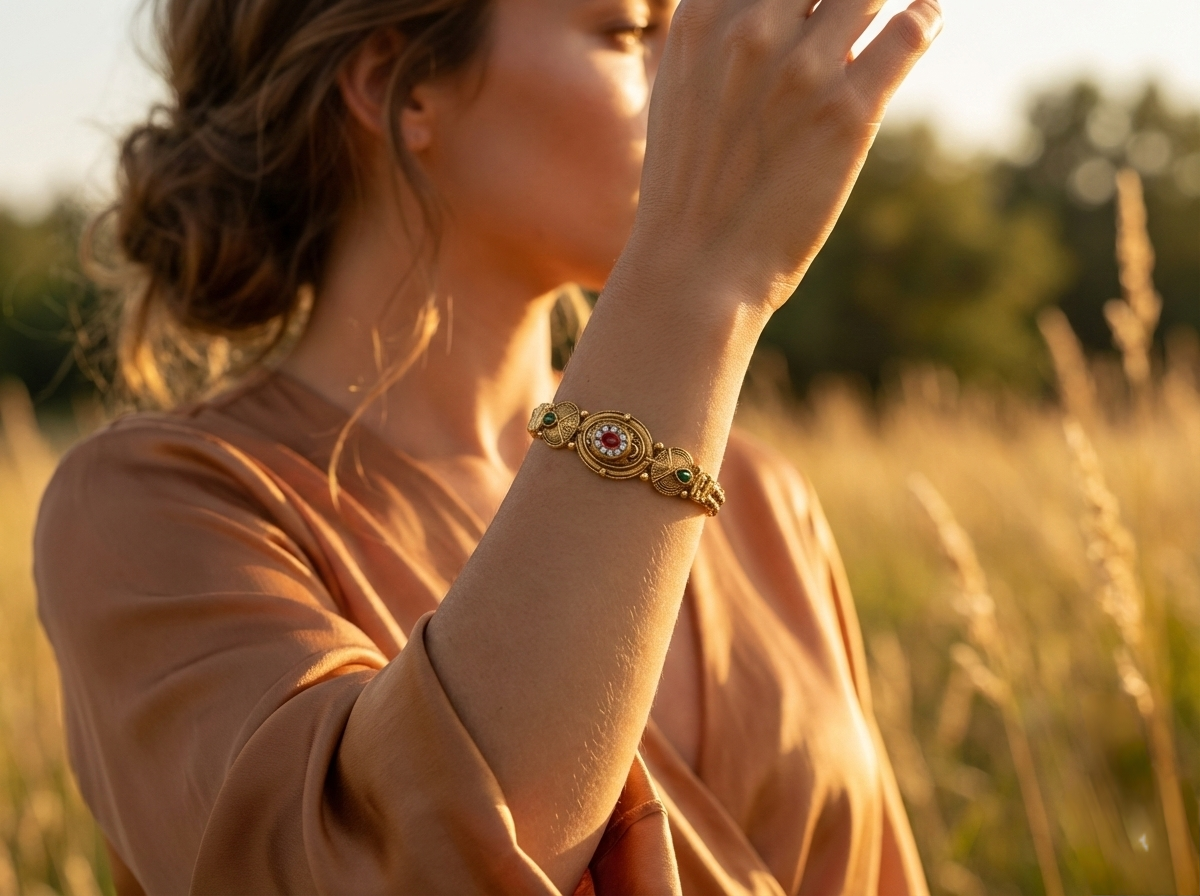 LZ-57 Traditional Stone Studded Copper Bracelet