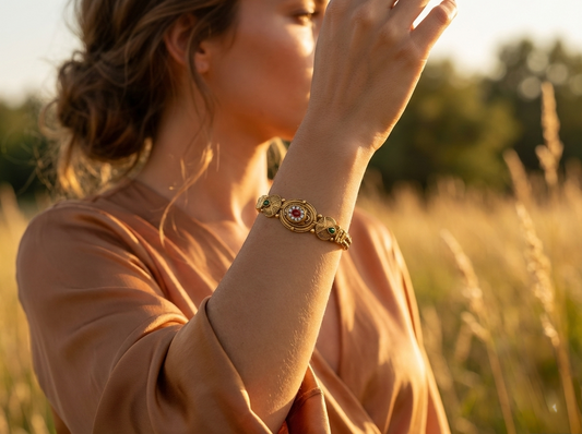 LZ-57 Traditional Stone Studded Copper Bracelet