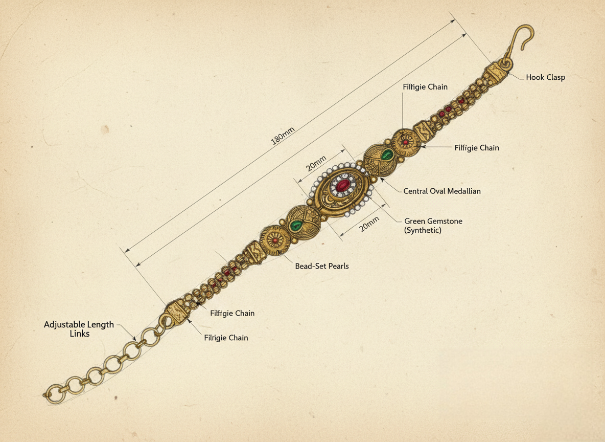 LZ-57 Traditional Stone Studded Copper Bracelet