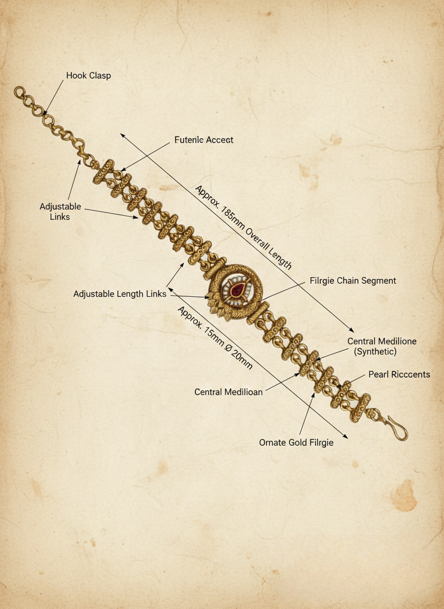 LZ-70 Royal Antique Design Stone Studded Copper Bracelet