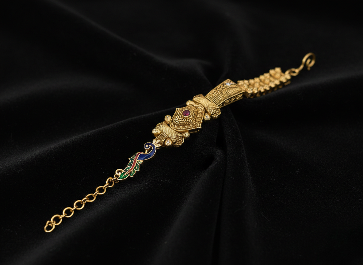 LZ-73 Royal Peacock Antique Gold Bracelet
