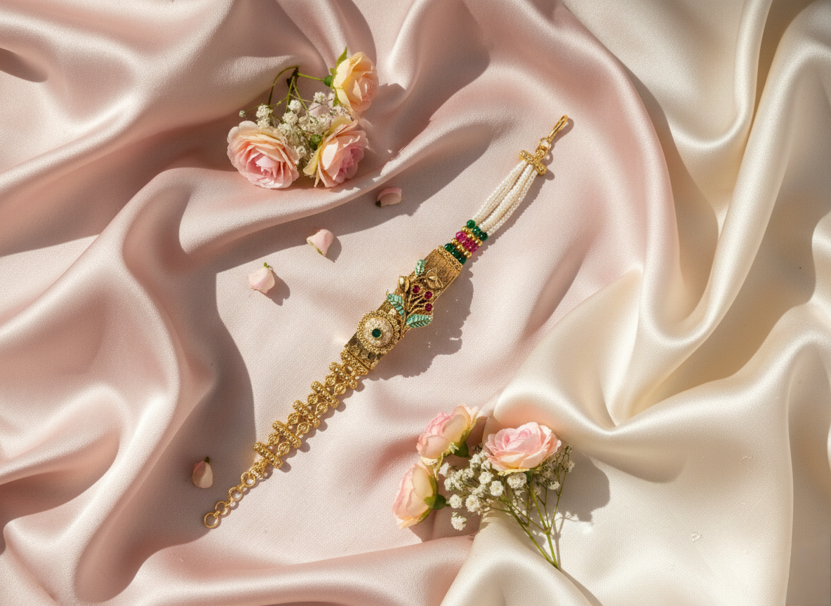 LZ-74 Royal Antique Gold Pearl Tassel Bracelet