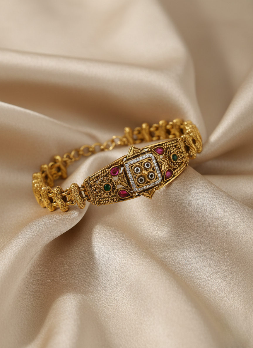 LZ-77 Antique Copper Kundan Style Bracelet