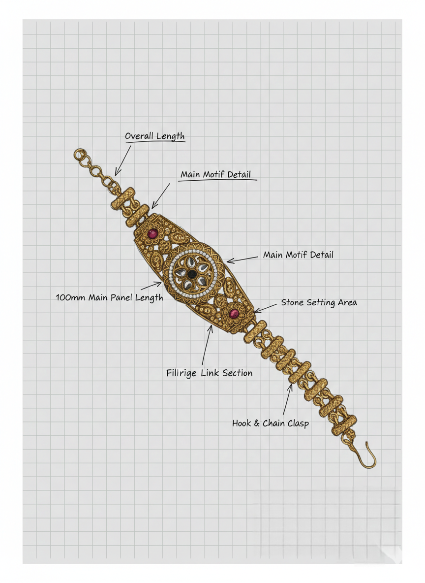 LZ-80 Elegant Antique Copper Floral Kundan Bracelet