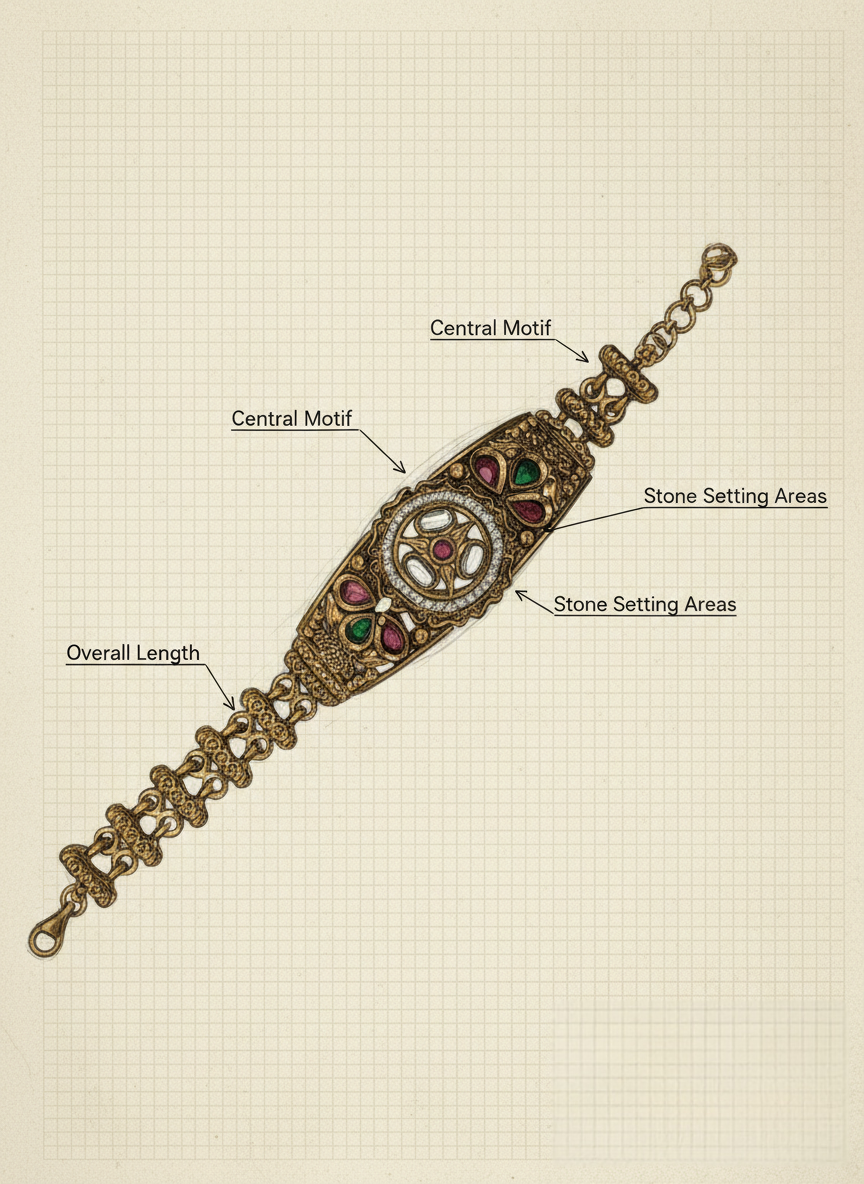 LZ-81 Antique Copper Floral Kundan Bracelet